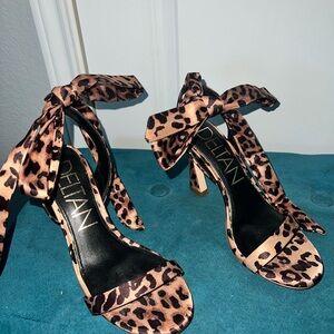 Cute cheetah print wrap around ankle sandals